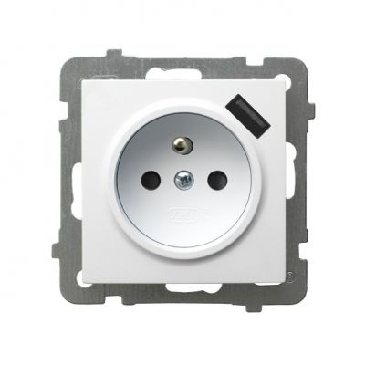 AS Gniazdo pojedyncze z uziemieniem z przesłonami torów prądowych z ładowarką USB kolor biały GP-1GZPUSB/m/00 OSPEL (GP-1GZPUSB/m/00)