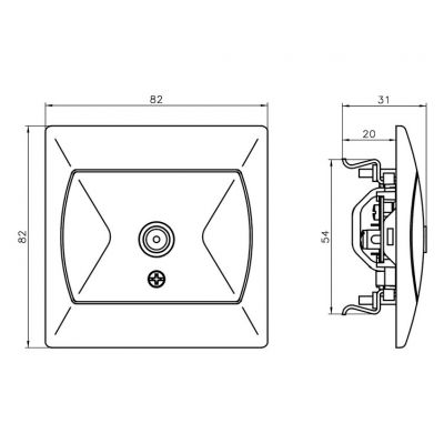 AKCENT Gniazdo antenowe typu F pojedyncze kolor brązowy GPA-1AF/24 OSPEL (GPA-1AF/24)
