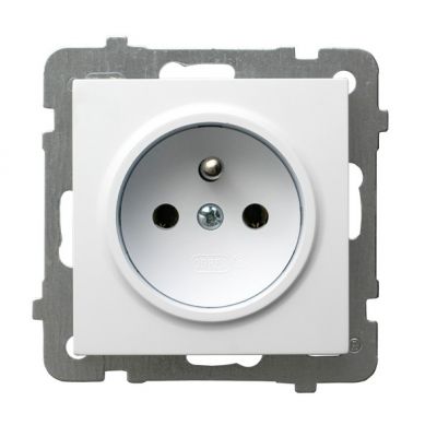 AS ANTYBAKTERYJNY Gniazdo pojedyncze z uziemieniem produkt zawiera nanocząsteczki srebra kolor biały GP-1GAZ/m/00 OSPEL (GP-1GAZ/m/00)