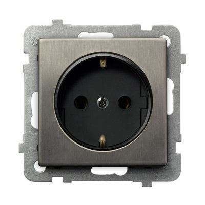 SONATA STAL INOX Gniazdo pojedyncze schuko kolor stal inox GP-1RMS/m/37 OSPEL (GP-1RMS/m/37)