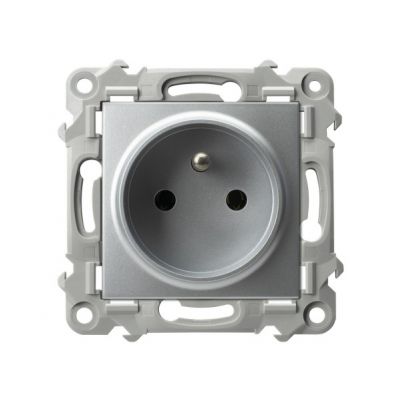 SZAFIR Gniazdo pojedyncze z uziemieniem kolor srebro GP-1ZZ/m/18 OSPEL (GP-1ZZ/m/18)