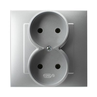 SZAFIR Gniazdo podwójne kompletne z ramką kolor srebro GP-2Z/18 OSPEL (GP-2Z/18)