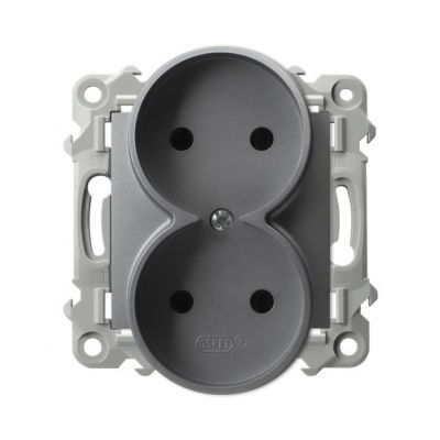 SZAFIR Gniazdo podwójne moduł bez ramki kolor szary mat GP-2ZR/m/70 OSPEL (GP-2ZR/m/70)