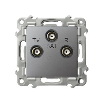 SZAFIR Gniazdo antenowe RTV-SAT przelotowe kolor szary mat GPA-ZSP/m/70 OSPEL (GPA-ZSP/m/70)