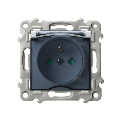 SZAFIR Gniazdo bryzgoszczelne z uziemieniem IP44 z przesłonami torów prądowych klapka przezroczysta kolor biały GPH-1ZZP/m/00/d OSPEL (GPH-1ZZP/m/00/d)