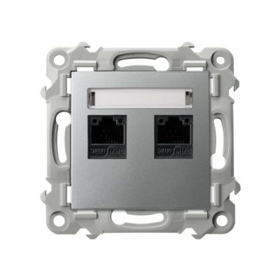 SZAFIR Gniazdo komputerowe podwójne kat. 5e MMC kolor srebro GPK-2Z/K/m/18 OSPEL (GPK-2Z/K/m/18)