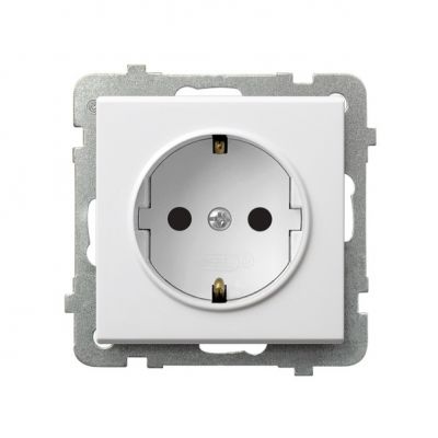 SONATA Gniazdo pojedyncze z uziemieniem schuko kolor biały mat GP-1RS/m/75 OSPEL (GP-1RS/m/75)