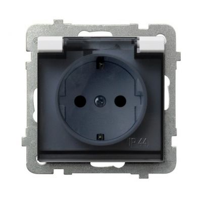 SONATA Gniazdo bryzgoszczelne z uziemieniem schuko IP44 klapka przezroczysta kolor biały mat GPH-1RS/m/75/d OSPEL (GPH-1RS/m/75/d)