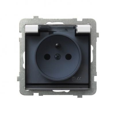 SONATA Gniazdo bryzgoszczelne z uziemieniem IP44 klapka przezroczysta kolor biały mat GPH-1RZ/m/75/d OSPEL (GPH-1RZ/m/75/d)