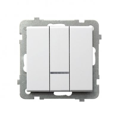 SONATA Łącznik potrójny z podświetleniem niebieskim kolor biały mat ŁP-13RS/m/75 OSPEL (ŁP-13RS/m/75)