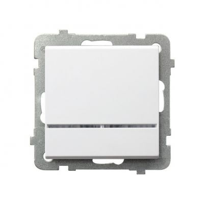 SONATA Łącznik pojedynczy jednobiegunowy z podświetleniem niebieskim kolor biały mat ŁP-1RS/m/75 OSPEL (ŁP-1RS/m/75)