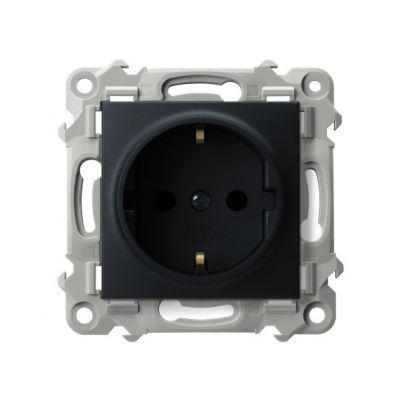 SZAFIR Gniazdo pojedyncze z uziemieniem schuko kolor czarny metalik GP-1ZS/m/33 OSPEL (GP-1ZS/m/33)