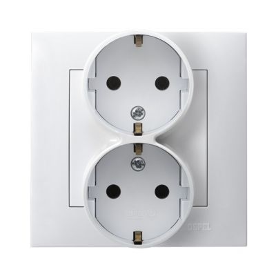 SZAFIR Gniazdo podwójne z uziemieniem schuko kolor biały GP-2ZS/00 OSPEL (GP-2ZS/00)
