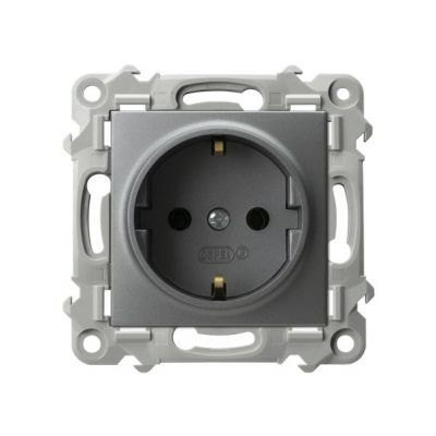 SZAFIR Gniazdo pojedyncze z uziemieniem schuko kolor szary mat GP-1ZS/m/70 OSPEL (GP-1ZS/m/70)