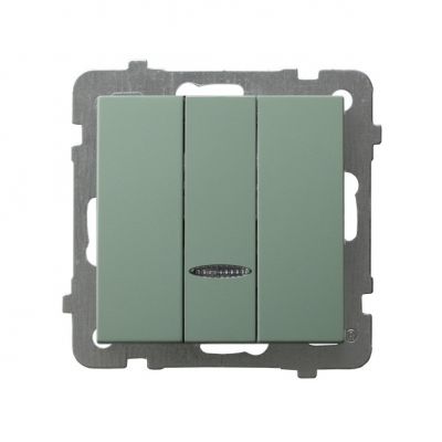AS Łącznik potrójny z podświetleniem niebieskim - kolor zielony mat (ŁP-13GS/m/84)