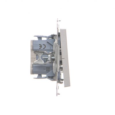 Simon 55 Przycisk zwierny pojedynczy rozwierny bez piktogramu szybkozłączka Aluminium mat TPR1.01/143 KONTAKT (TPR1.01/143)