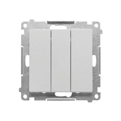 Simon 55 Przycisk zwierny potrójny z podświetleniem LED szybkozłączka Aluminium mat TP31L.01/143 KONTAKT (TP31L.01/143)