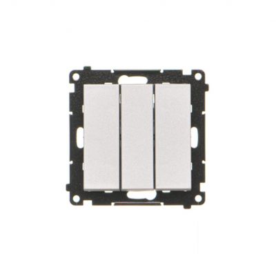 Simon 55 Przycisk zwierny potrójny z podświetleniem LED szybkozłączka Aluminium mat TP31L.01/143 KONTAKT (TP31L.01/143)