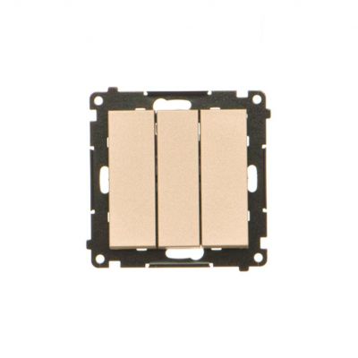 Simon 55 Przycisk zwierny potrójny z podświetleniem LED szybkozłączka Szampański mat TP31L.01/144 KONTAKT (TP31L.01/144)