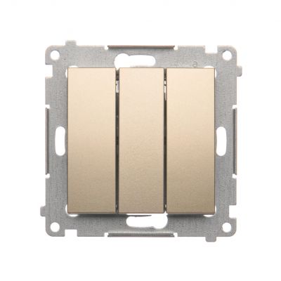 Simon 54 Łącznik potrójny z podświetleniem LED 10A 250V szybkozłączka złoty mat DW31L.01/44 KONTAKT (DW31L.01/44)