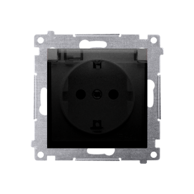 Simon 54 Gniazdo Schuko do wersji IP44 z przesłonami z uszczelką ramki 16A 250V zaciski śrubowe klapka transparentna czarny DGSZ1BZ.01/49A KONTAKT (DGSZ1BZ.01/49A)