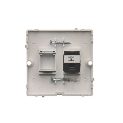 Simon Basic Gniazdo telefoniczne RJ12 . Montaż gniazda na wkręty do puszki srebrny mat BMT1.02/43 KONTAKT (BMT1.02/43)