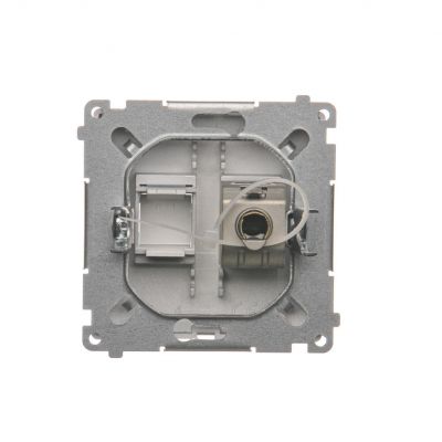 Simon Basic Gniazdo komputerowe RJ45 kategoria 6 pojedyncze ekranowane z przesłoną przeciwkurzową . Montaż na łapki lub wkręty srebrny mat BM61E.01/43 KONTAKT (BM61E.01/43)
