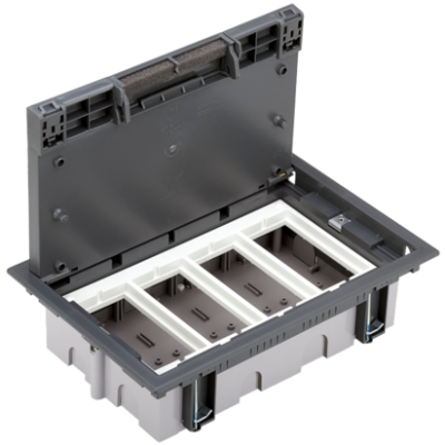Simon Connect Puszka podłogowa S500 4-modułowa 8x K45 gł. 70mm szary 52050004-035 KONTAKT (52050004-035)