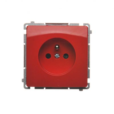 Simon Basic Gniazdo wtyczkowe z uziemieniem z przesłonami torów prądowych 16A 250V zaciski śrubowe czerwone BMGZ1Z.01/22 BMGZ1z.01/22 KONTAKT (BMGZ1z.01/22)