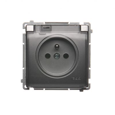 Simon Basic Gniazdo wtyczkowe z uziemieniem bryzgoszczelne IP44 16A 250V zaciski śrubowe. Klapka transparentna srebrny mat BMGZ1B.01/43A KONTAKT (BMGZ1B.01/43A)