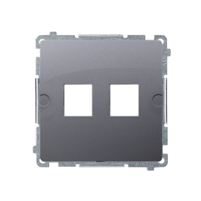 Simon Basic Pokrywa gniazd teleinformatycznych na Keystone płaska podwójna. Montaż na łapki lub wkręty srebrny mat BMPT/43 KONTAKT (BMPT/43)