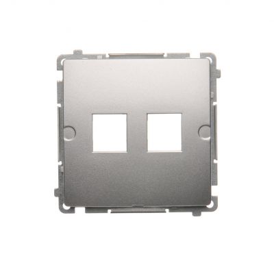 Simon Basic Pokrywa gniazd teleinformatycznych na Keystone płaska podwójna. Montaż na łapki lub wkręty srebrny mat BMPT/43 KONTAKT (BMPT/43)