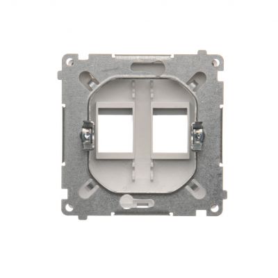 Simon Basic Pokrywa gniazd teleinformatycznych na Keystone płaska podwójna. Montaż na łapki lub wkręty srebrny mat BMPT/43 KONTAKT (BMPT/43)