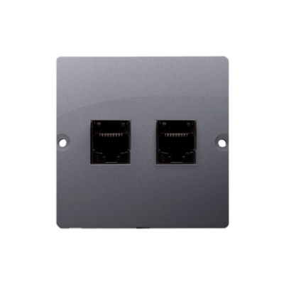 Simon Basic Gniazdo komputerowe RJ45 podwójne kategoria 5e . Montaż gniazda na wkręty do puszki srebrny mat BMF52.02/43 KONTAKT (BMF52.02/43)