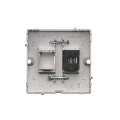 Simon Basic Gniazdo komputerowe RJ45 pojedyncze kategoria 5e . Montaż gniazda na wkręty do puszki srebrny mat BMF51.02/43 KONTAKT (BMF51.02/43)