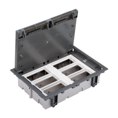 Simon Connect Puszka podłogowa S500 6-modułowa 12x K45 gł. 70mm szary 52050006-035 KONTAKT (52050006-035)