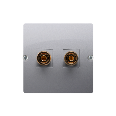 Simon Basic Gniazdo głośnikowe pojedyncze -1 kolumna głośnikowa . Przekrój przew. dla wyjścia 6 mm2. Mocowanie na wkręty do puszki srebrny mat BMGL2.02/43 KONTAKT (BMGL2.02/43)