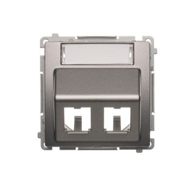 Simon Basic Pokrywa gniazd teleinformatycznych na wkłady RJ typu: Panduit skośna podwójna z polem opisowym. Montaż do puszki na wkręty stal inox BMGPS2P.02/21 KONTAKT (BMGPS2P.02/21)