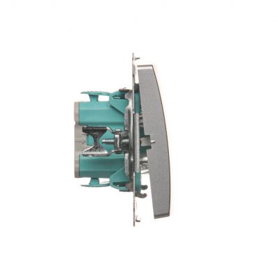 Simon Basic Przycisk światło 10A 250V szybkozłączka srebrny mat BMS1.01/43 KONTAKT (BMS1.01/43)