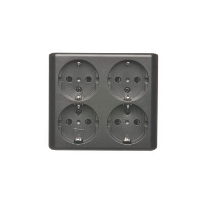 Simon 54 Gniazdo poczwórne Schuko natynkowe z przesłonami torów prądowych wersja skandynawska 16A 250V zaciski śrubowe antracyt EGSZ4NZ/48 KONTAKT (EGSZ4NZ/48)