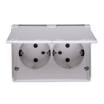 Simon 54 Gniazdo podwójne Schuko natynkowe bryzgoszczelne IP44 z przesłonami wersja skandynawska 16A 250V zaciski śrubowe brąz mat EGSZ2NZB/46 EGSZ2NZB/43 KONTAKT (EGSZ2NZB/43)