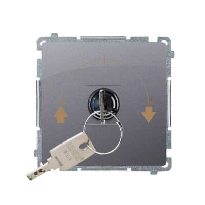 Simon Basic Łącznik roletowy z kluczem 3 pozycyjny „I-0-II” 2 styki N/O. Możliwość wyjęcia klucza w każdej pozycji srebrny mat BMWZK.01/43 KONTAKT (BMWZK.01/43)