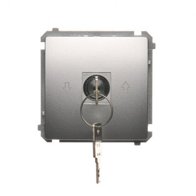 Simon Basic Łącznik roletowy z kluczem 3 pozycyjny „I-0-II” 2 styki N/O. Możliwość wyjęcia klucza w każdej pozycji srebrny mat BMWZK.01/43 KONTAKT (BMWZK.01/43)