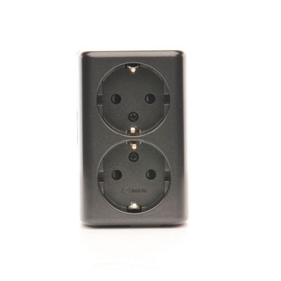 Simon 54 Gniazdo podwójne Schuko natynkowe z przesłonami torów prądowych wersja skandynawska 16A 250V szybkozłączka antracyt EGSZ2SNZ/48 KONTAKT (EGSZ2SNZ/48)