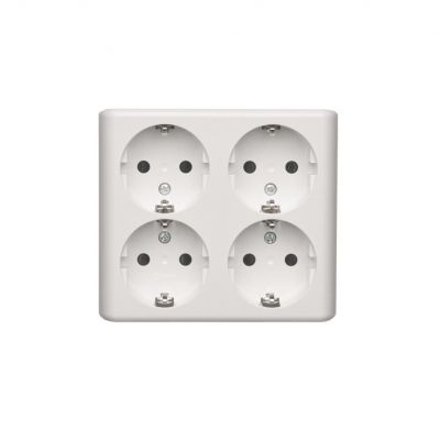 Simon 54 Gniazdo poczwórne Schuko natynkowe z przesłonami torów prądowych wersja skandynawska 16A 250V zaciski śrubowe biały EGSZ4NZ/11 KONTAKT (EGSZ4NZ/11)