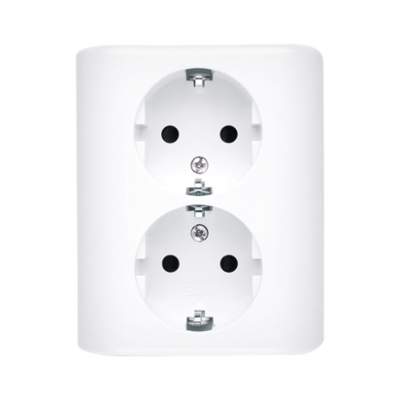 Simon 54 Gniazdo podwójne Schuko podtynkowe z przesłonami torów prądowych wersja skandynawska 16A 250V szybkozłączka biały EGSZ2SPZ/11 KONTAKT (EGSZ2SPZ/11)