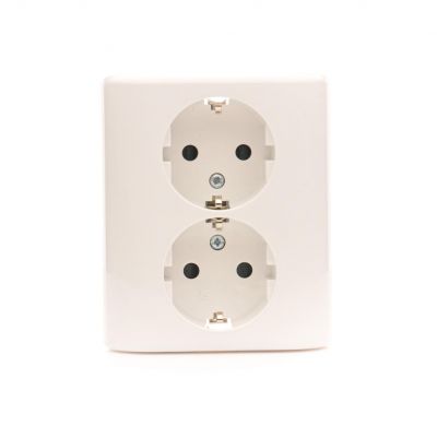 Simon 54 Gniazdo podwójne Schuko podtynkowe z przesłonami torów prądowych wersja skandynawska 16A 250V szybkozłączka biały EGSZ2SPZ/11 KONTAKT (EGSZ2SPZ/11)