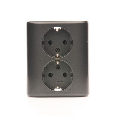 Simon 54 Gniazdo podwójne Schuko podtynkowe z przesłonami torów prądowych wersja skandynawska 16A 250V szybkozłączka antracyt EGSZ2SPZ/48 KONTAKT (EGSZ2SPZ/48)