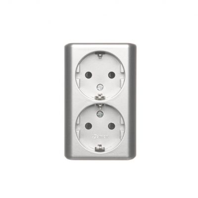 Simon 54 Gniazdo podwójne Schuko natynkowe z przesłonami torów prądowych wersja skandynawska 16A 250V zaciski śrubowe brąz mat EGSZ2NZ/46 EGSZ2NZ/43 KONTAKT (EGSZ2NZ/43)