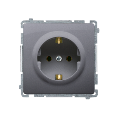 Simon Basic Gniazdo wtyczkowe z uziemieniem Schuko z przesłonami torów prądowych16A 250V zaciski śrubowe srebrny mat BMGSZ1Z.01/43 BMGSz1z.01/43 KONTAKT (BMGSz1z.01/43)